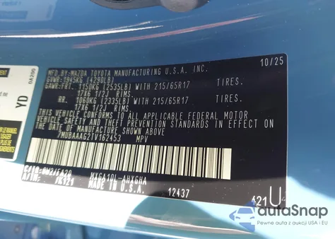 2026 Toyota Corolla Cross Le from USA, damaged, VIN 7MUBAAAG2TV162453